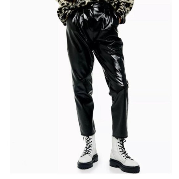 Topshop Pants - NWOT TOPSHOP black faux patent leather pants treasures size 6